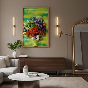 Midnight Sonata Bloom: Hand-Sculpted 3D High-Relief Floral Art (24x36")