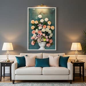 Vibrant Harvest Medley: Hand-Sculpted 3D High-Relief Floral Art (24x36")