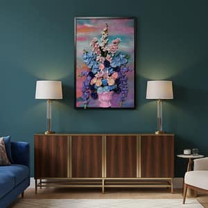 Cotton Candy Serenade: Hand-Sculpted 3D High-Relief Floral Art (24x36")