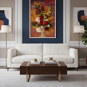 The Gilded Crimson Bouquet: Hand-Sculpted 3D High-Relief Floral Art (24x36")