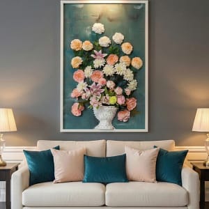 Vibrant Harvest Medley: Hand-Sculpted 3D High-Relief Floral Art (24x36")