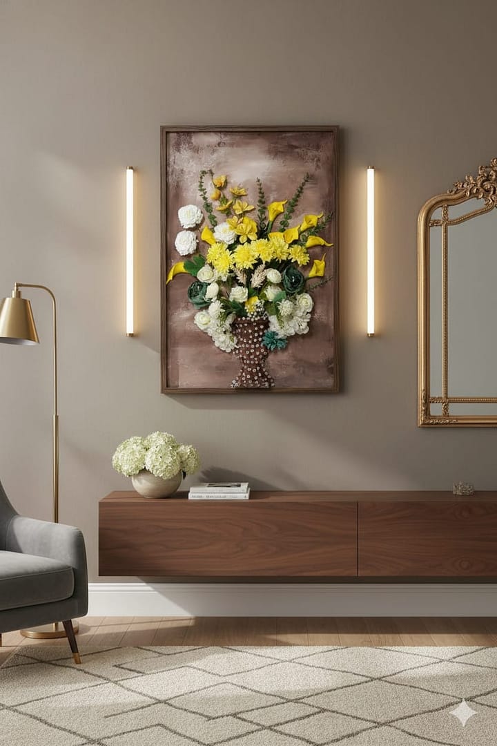 Sunlight Bouquet: Hand-Sculpted 3D High-Relief Floral Art (24x36")