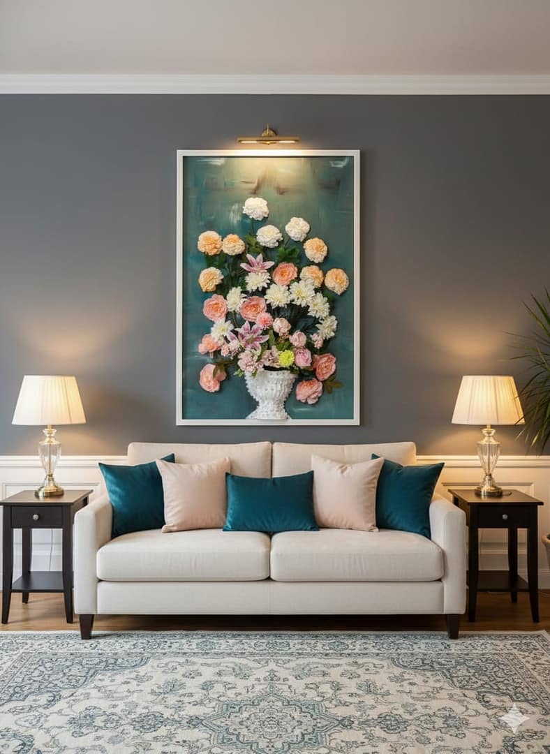 Vibrant Harvest Medley: Hand-Sculpted 3D High-Relief Floral Art (24x36")